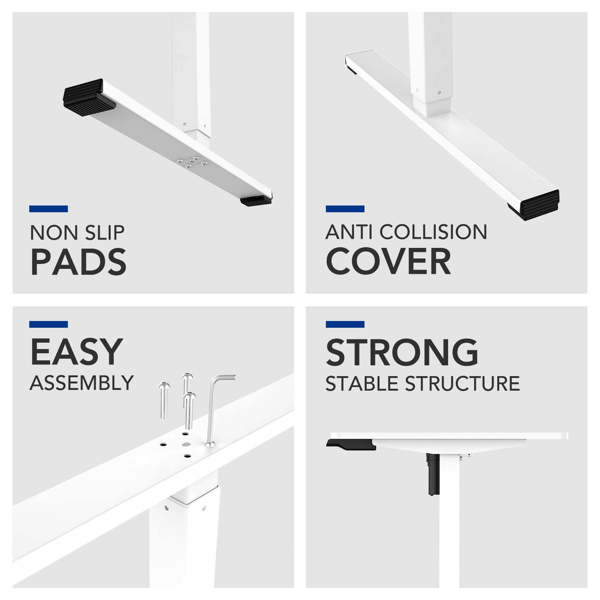 SANODESK Electric Standing Desk 48 x 24 Inches, Height Adjustable Stand Up Desk w/2-Button Controller, Ergonomic Computer Desk for Home Office, White SANODESK