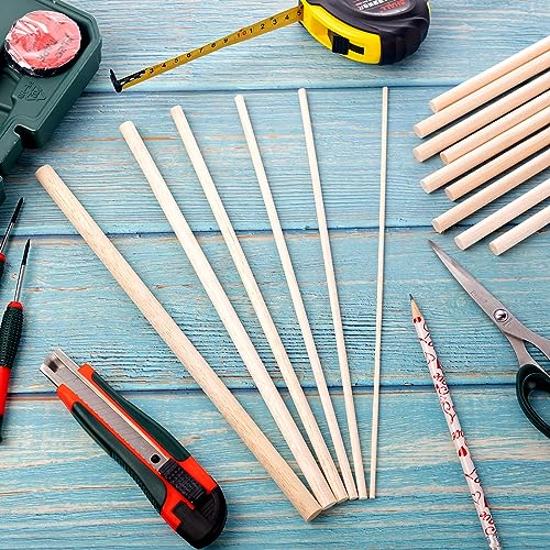 215 Pieces Balsa Wood Sticks Wooden Dowel Rods 1/8, 3/16, 1/4, 5/16, 3/8, 1/2 Inch Round Hardwood Unfinished Wooden Strips for DIY Molding Crafts Yulejo
