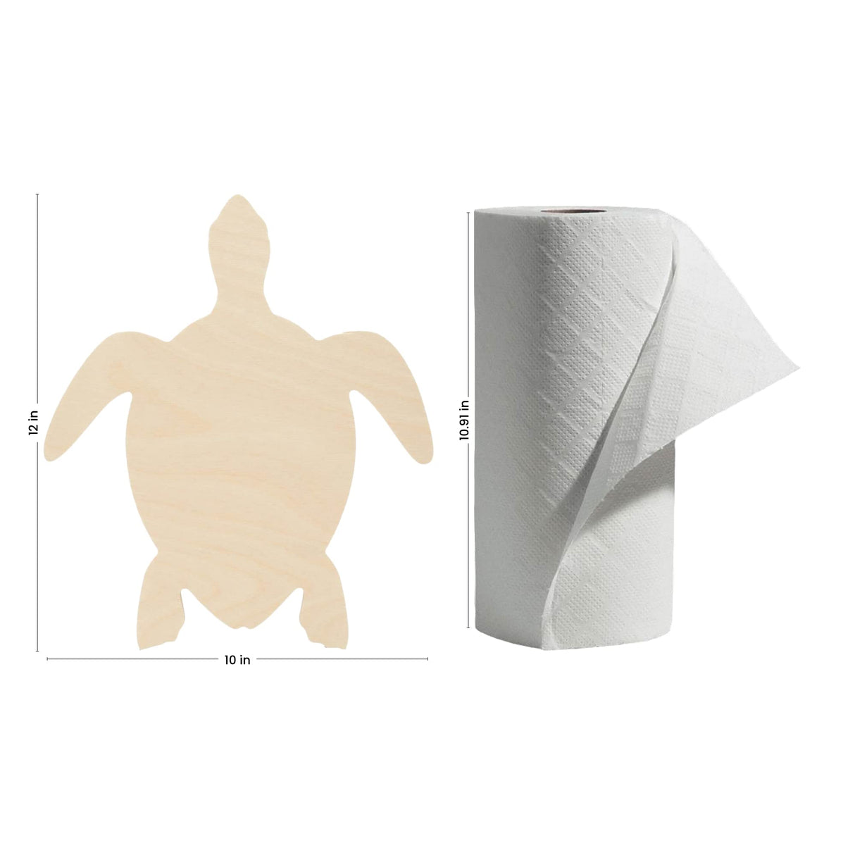 Turtle Wood Cutout 10 x 12 inches, Pack of 2 Wood Crafts Unfinished Sea Animal Cutout, Wooden Shapes for Crafts/Decor, by Woodpeckers Woodpeckers