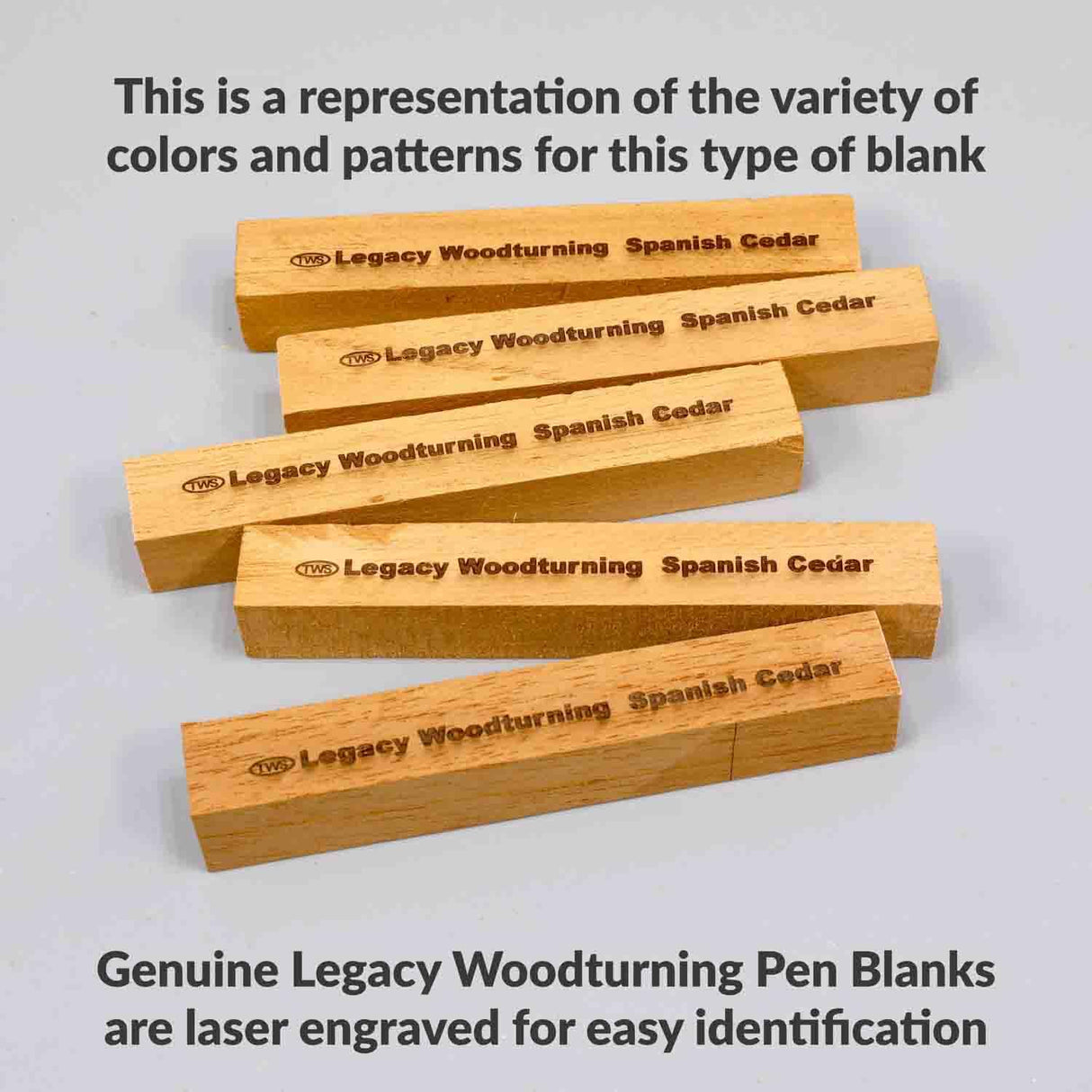Legacy Woodturning, Spanish Cedar Wood Pen Blank, 3/4" x 3/4" x 5", Pack of 10 Legacy Woodturning