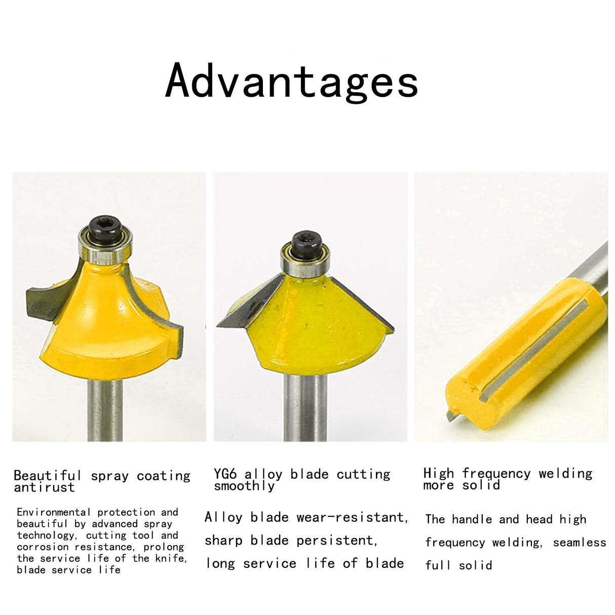 CHCYWJGJ Router Bits Set of 15 Pieces 1/4 Inch Woodwork Tools for Beginner Router Bit Kit for DIY,High Grade Yellow CHCYWJGJ