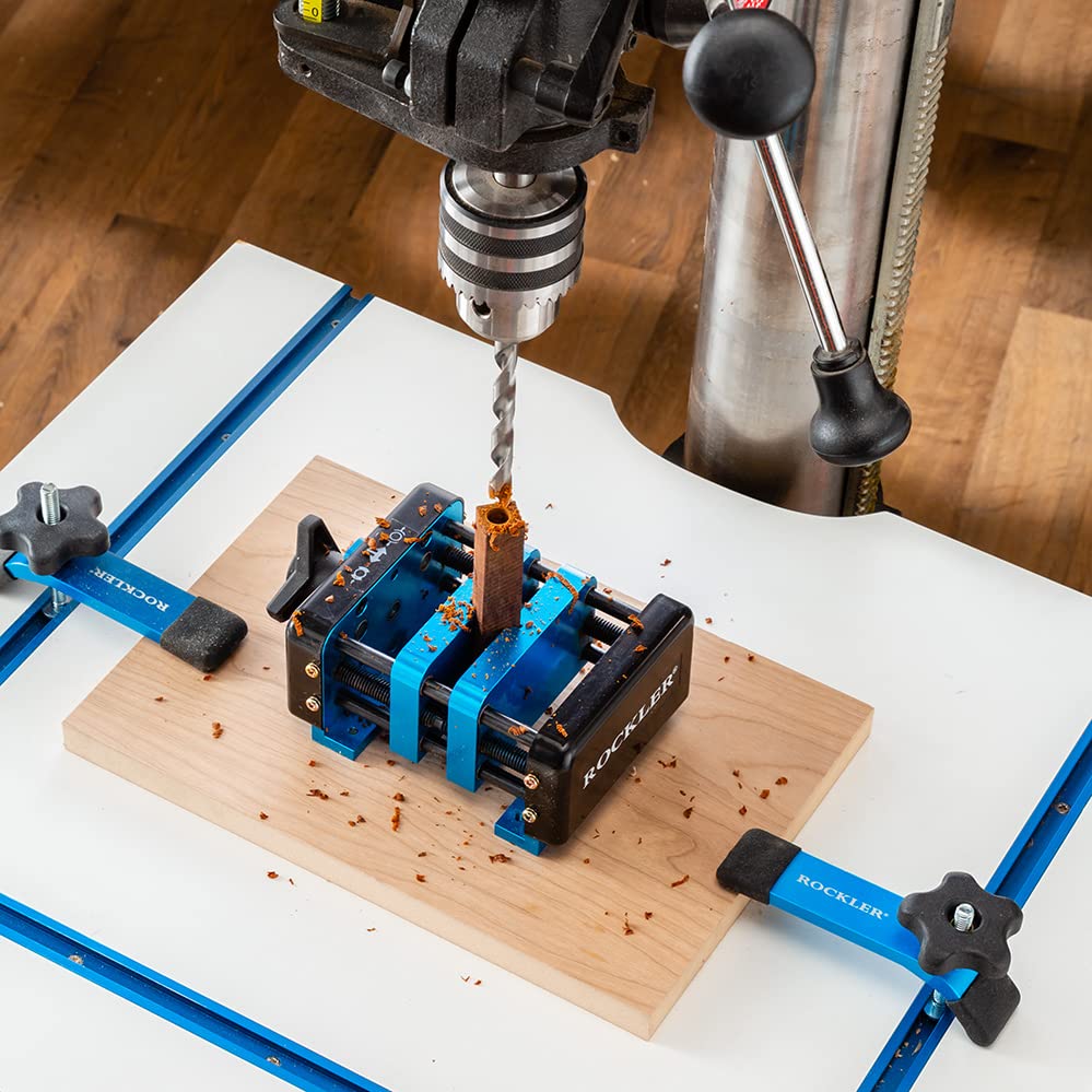 Self Centering Drill Vise w/Hex Key - Perfect Centering Tool for Pen Drilling Vise Holds Work Centered & Plumb – Portable Rockler Drill Guide - ROCKLER