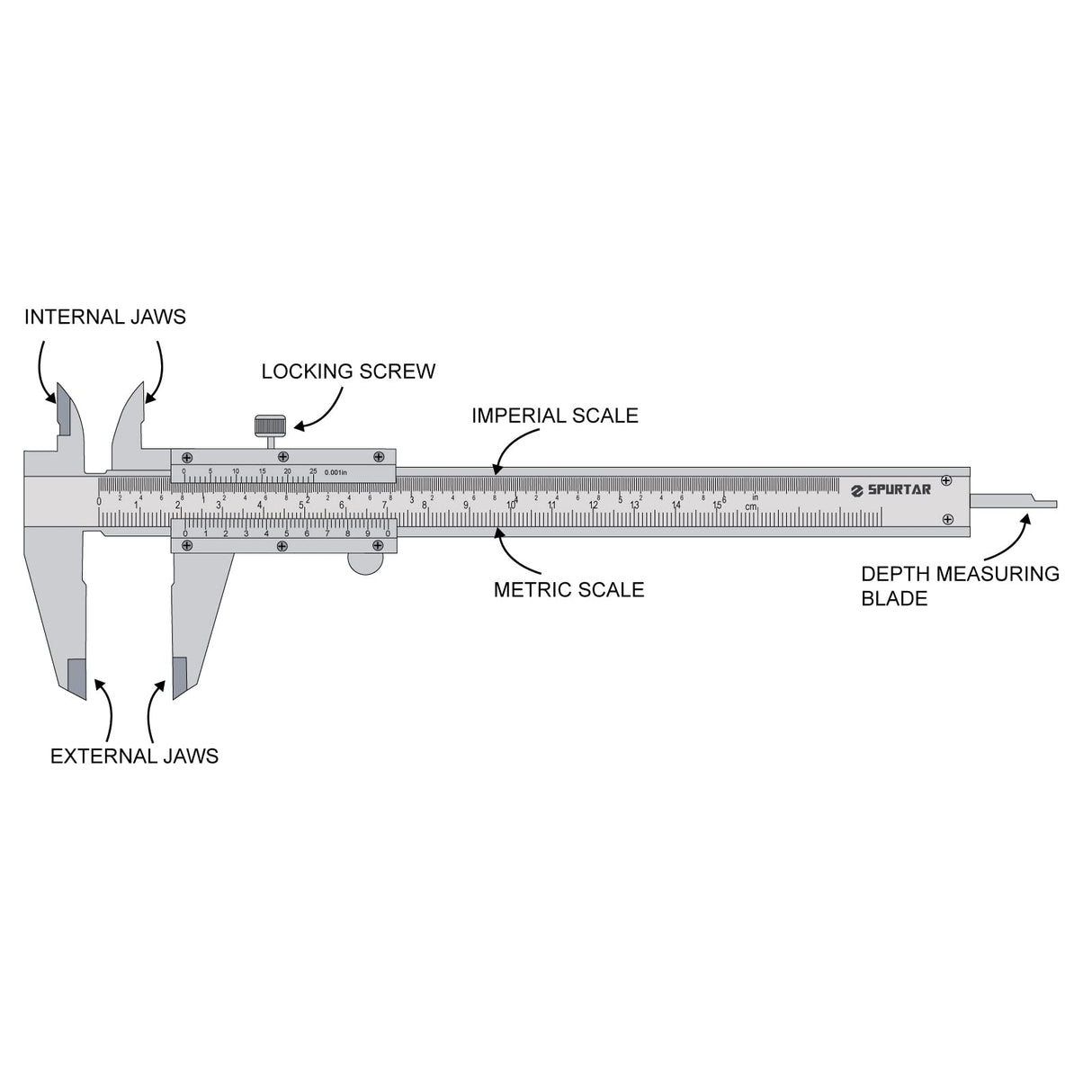 Spurtar Vernier Caliper, 6" Stainless Steel Non Digital Calipers, 0-6Inch/0-150mm Manual Micrometer Caliper, 0.02mm/0.001" High Precision Caliper, Spurtar