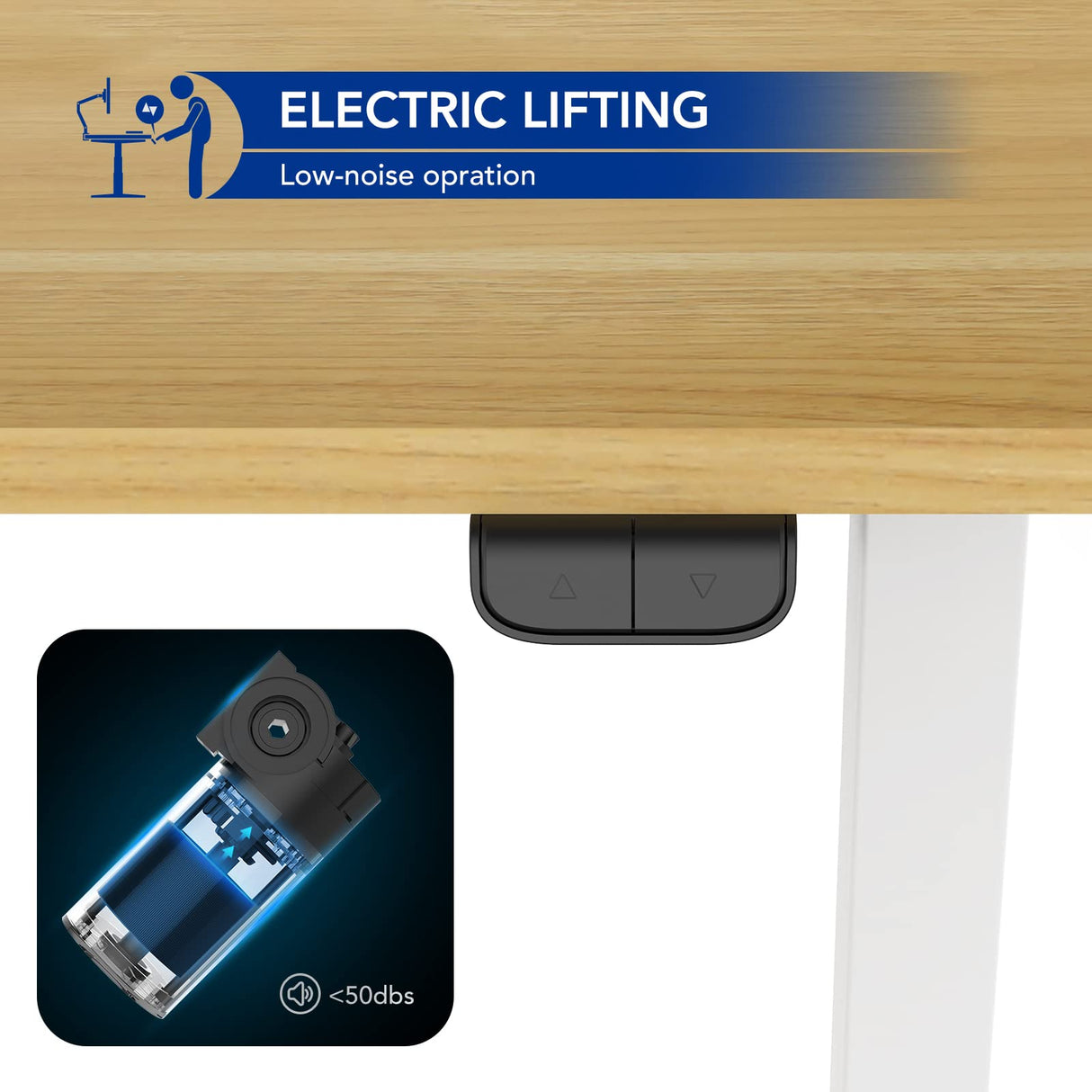 SANODESK Electric Standing Desk 48 x 24 Inches, Height Adjustable Stand Up Desk w/2-Button Controller, Ergonomic Computer Desk for Home Office, White SANODESK