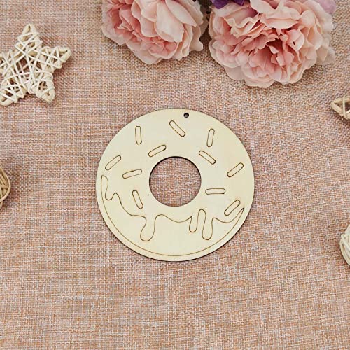 20pcs Doughnuts Shape Unfinished Wood Cutouts DIY Crafts Donuts Wooden Ornaments for Wedding Birthday Baby Shower Party Decoration JANOU