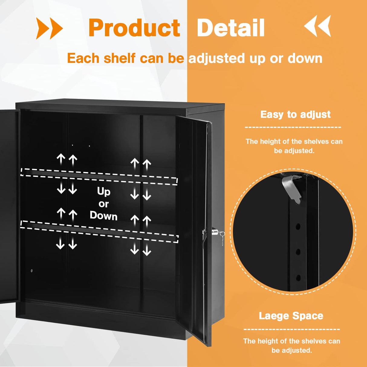 Pataku Metal Storage Cabinet, Garage Cabinet with Doors and Shelves 42" Hx32 Wx16 D, Steel Lockable File Cabinet for Office, Home, Garage, Basement, Pataku