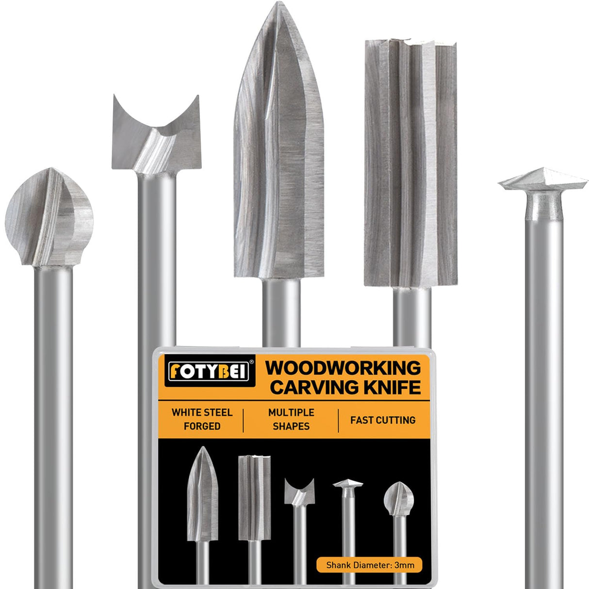 Wood Carving Drill Bits Set Compatible with Dremel Rotary Tool 5 Different Engraving Drill Accessories Bit Wood Grinding Woodworking Tool with 0.3mm FOTYBEI