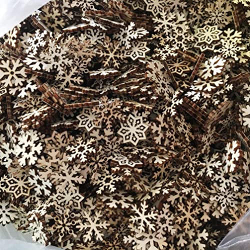 ABOOFAN 100pcs Pieces Unfinished Wood Snowflake Ornaments Holiday Slices Cutouts Christmas Tree Snowflake Ornaments Wooden Christmas Ornaments Wood ABOOFAN