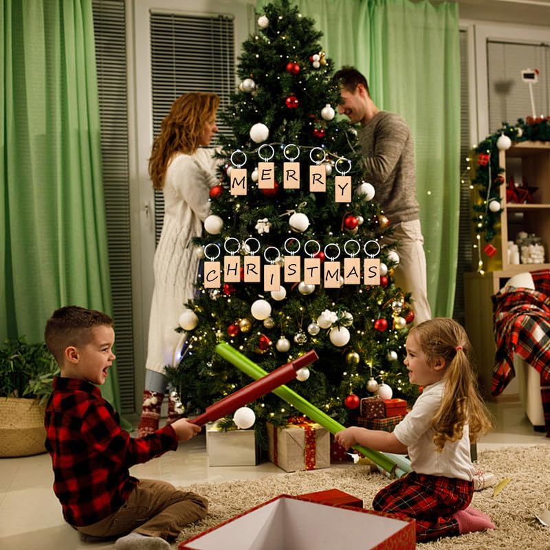 Yangbaga 50Pcs Natural Wood Slices-Wooden Keychain Blanks Unfinished Wood Slice for Laser Engraving,Christmas Crafts Wooden Circles for DIY Christmas Yangbaga