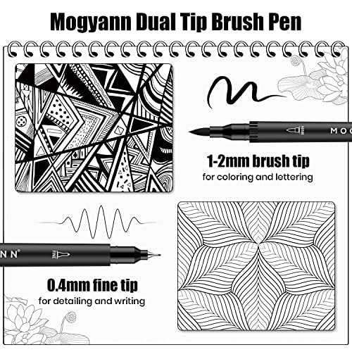 Mogyann Drawing Pens, 12 Pack Dual Brush Pens Black Markers for Art Drawing Sketching Mogyann