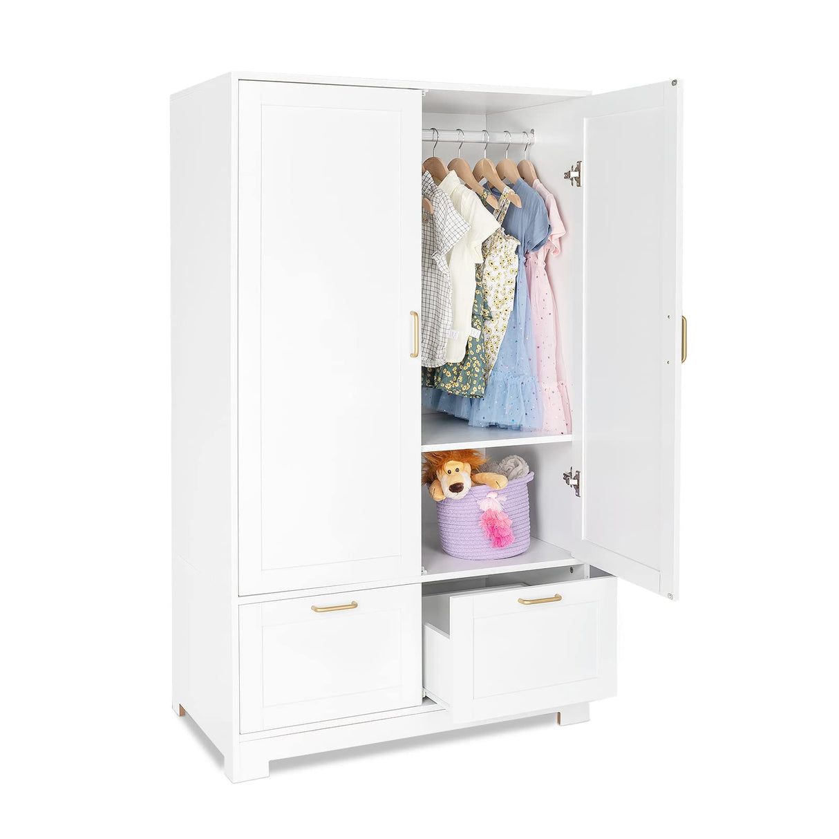 VINGLI Wide White Armoire Wardrobe Closet with Adjustable Shelves and Drawers, 60" Freestanding Closet Wardrobe Cabinet, Armoires and Wardrobes with VINGLI