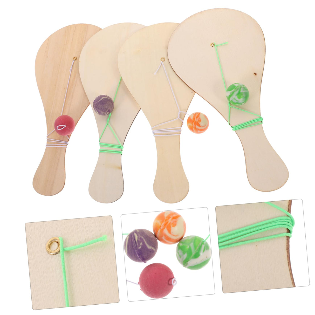 NOLITOY 6pcs White Billet Wooden Racket Unfinished Fraternity Paddle Wooden Paddle Game Bat and Ball on Elastic Wood for Maker Brain Toy Toys for NOLITOY