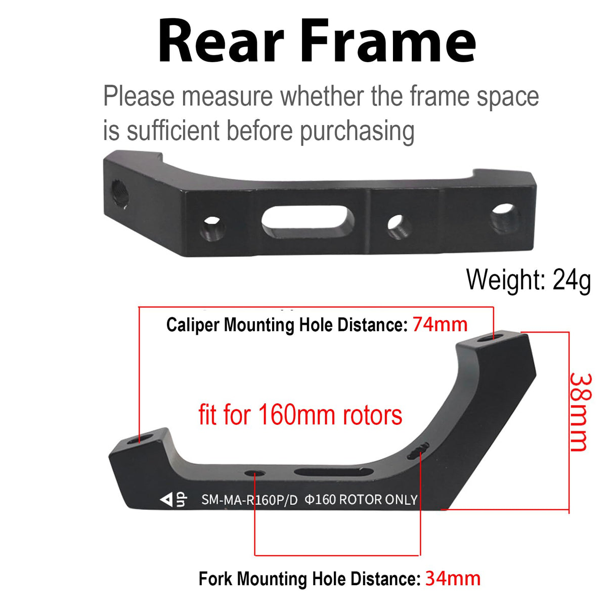 CooMeng SM-MA-F160P/D R160P/D Flat Mount to Post Mount Brake Caliper Adapter for 160mm Rotors Road Disc Brake FM to PM CooMeng