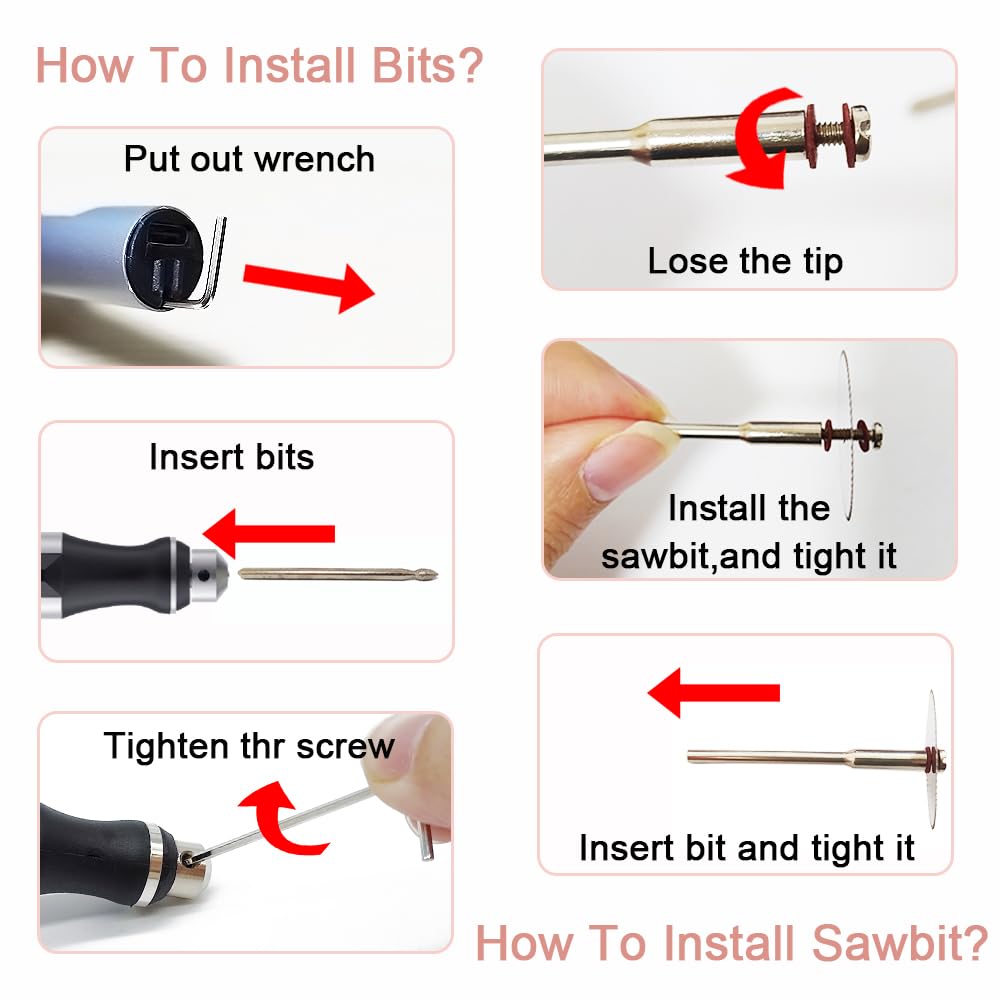 3-Speed Cordless Mini Drill Pen With 8 Small Drill Bits,Rechargeable Electric Hand Drill Pin Vise,Resin Drill Set For Jewelry VQVYBXN