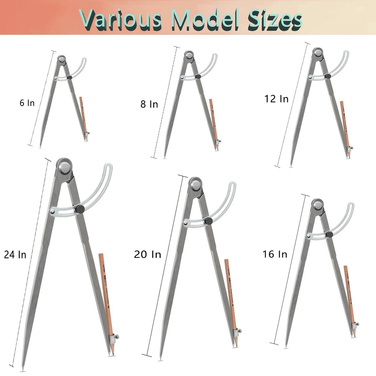 Compass for Geometry, Compass for Woodworking, 16 inch Precision Woodworking Compass with Wing Divider and Pencil Holder, Large Compass for Geometry, SZHRXC