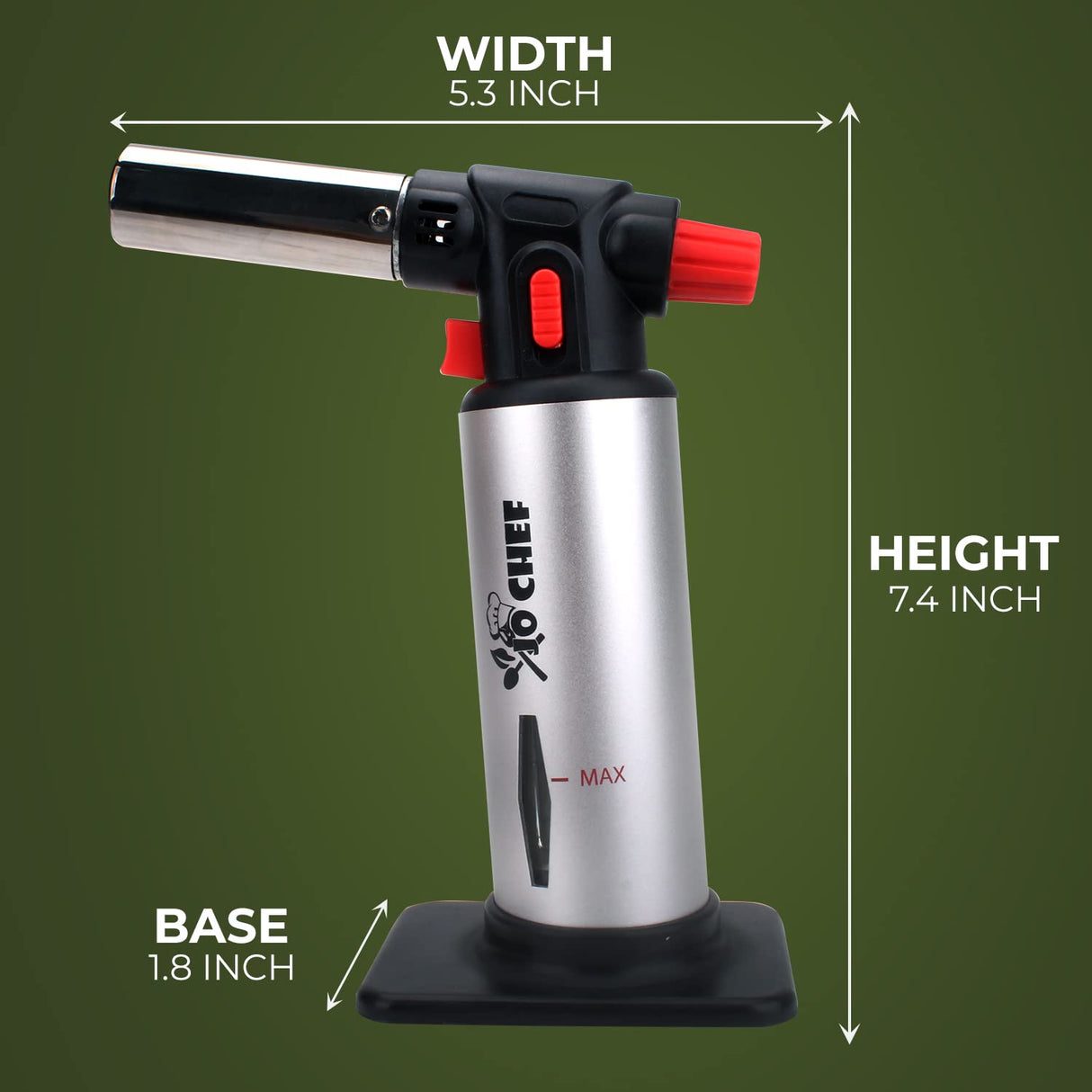 Jo Chef Kitchen Torch With Butane included, Refillable Torch, Creme Brulee Blow Lighter gun Safety Lock & Adjustable Flame, Culinary Cooking for Jo Chef