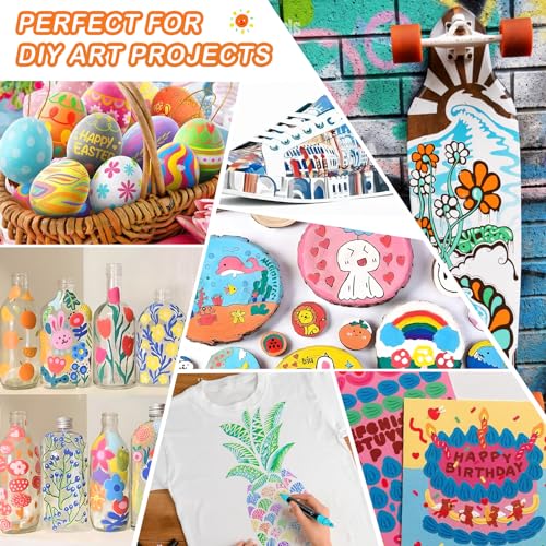 Acrylic Paint Pens Markers, 24 Colors Dual Tip Acrylic Paint Pens for Rock Painting, Wood, Canvas, Stone, Glass, Ceramic Surfaces, DIY Crafts Making TANMIT