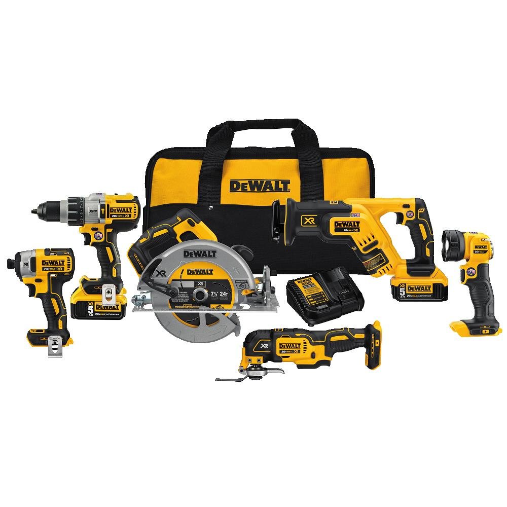 DEWALT 20V MAX Power Tool Combo Kit, 6-Tool Cordless Power Tool Set with 2 Batteries and Charger (DCK694P2), Yellow DEWALT