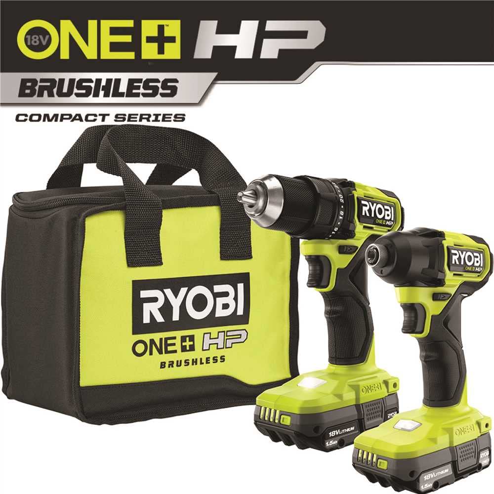 Ryobi ONE+ HP 18V Brushless Cordless Compact 1/2 in. Drill and Impact Driver Kit with (2) 1.5 Ah Batteries, Charger and Bag RYOBI