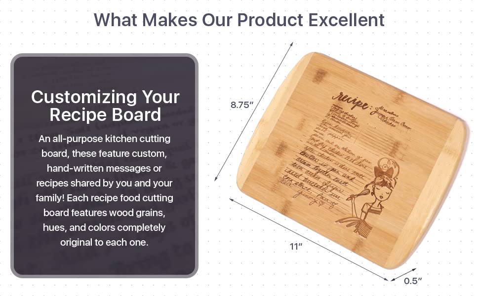 Personalized Wooden Custom Recipe Cutting Board (Thick), Handwritten Engraved, Recipe | Family Recipe, Family Heirloom Gift | Charcuterie, Meat, Wedding Collectibles