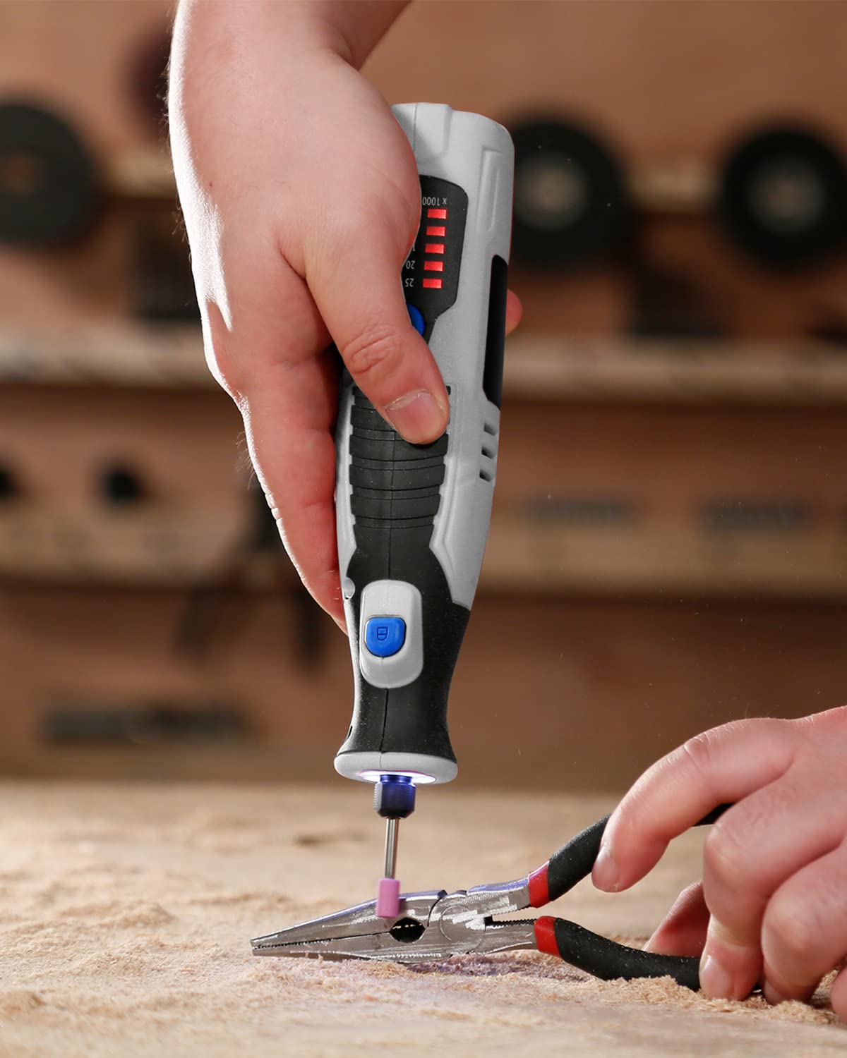 AVID POWER Cordless Rotary Tool 2.0 Ah 8V Rechargeable Rotary Tool, 4 Front LED Lights, 5 Speeds, 60 Pcs Rotary Tool Accessories with Bag for AVID POWER