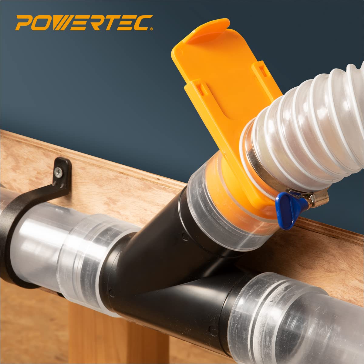 POWERTEC 70315 2-1/2-Inch Dust Collection Fittings Kit w/Connectors, Blast Gates and Clamps – Three Machine Set-Up POWERTEC