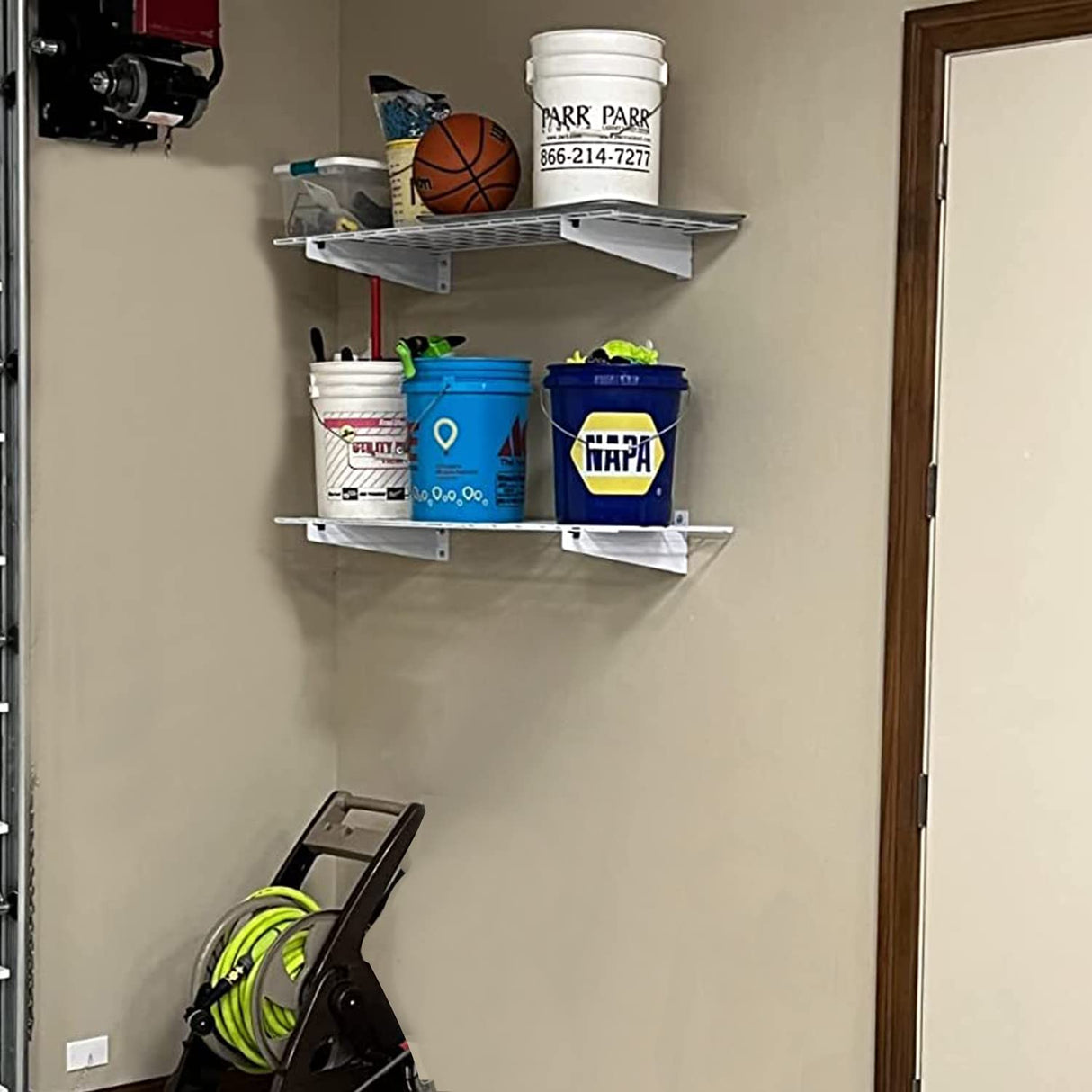 Wallmaster 2-Pack 15x45 Heavy Duty Garage Wall Shelving 45-inch-by-15-inch Wall Mount Garage Storage Rack Floating Shelves Max Load 400lb White Wallmaster