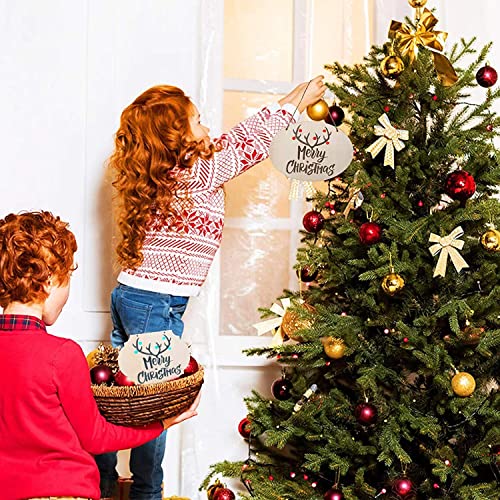 YRONTY 12Pcs Small Unfinished Wood Boards, 6 Shapes of Blank Wood Signs Wood Plaques with Hanging Ropes for DIY Crafts, Painting, and Christmas Home YRONTY