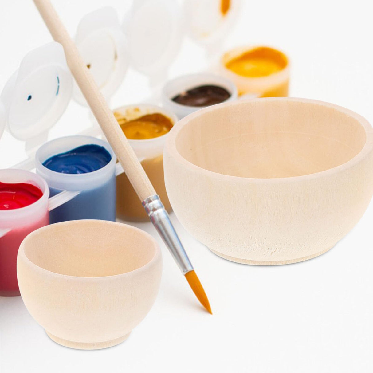 VILLCASE Unfinished Wood Bowl 2pcs Mini Wooden Bowl Unpainted Miniature Blank Bowls Natural Blank Bowl Crafts for Diy Painting Graffiti Drawing Art VILLCASE