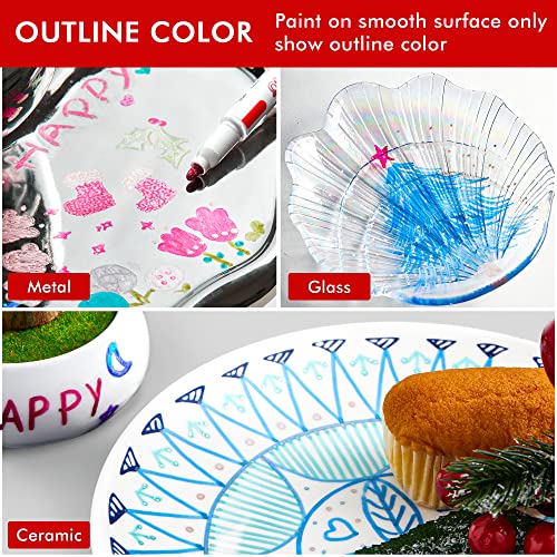 Shuttle Art Double Line Outline Markers, 40 Colors Squiggles Shimmer Markers Set, Self Outline Metallic Marker Pens for Art, Drawing, Doodling, Card Shuttle Art