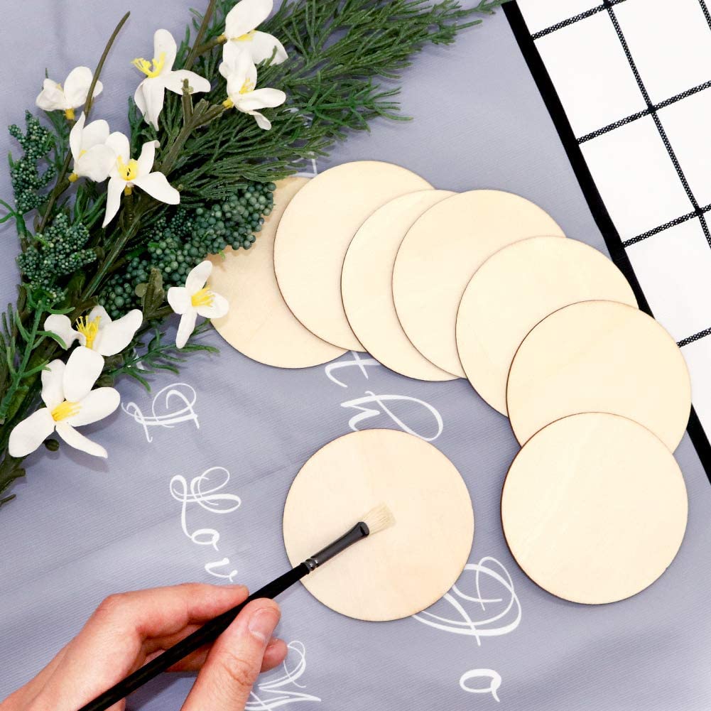 80pcs Unfinished Wood Circle 3 Inch Wooden Circles for Crafts for Wooden Coasters, DIY Crafts and Home Decoration Blank Wood Slices Children and ingsi