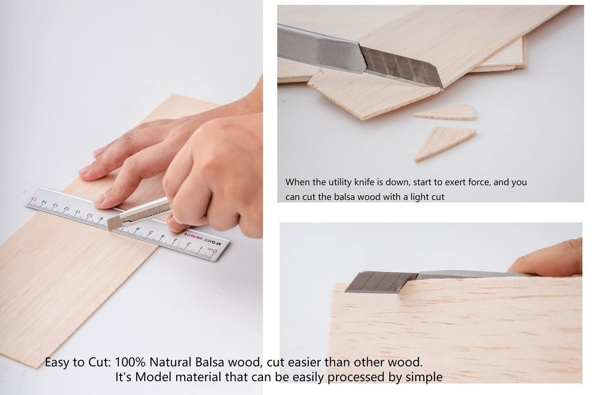 iUoczi 12 Pack Balsa Wood Sheets 1/12 x 4 x 6 Inch Cricut Unfinished Thin Wood Sheets for Crafts Make Models of House Airplane Ship Boat DIY Wooden iUoczi