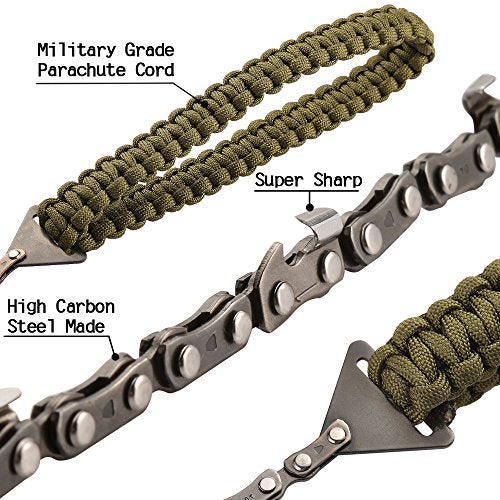 Pocket Chainsaw with Paracord Handle 36 Inches 16 Teeth Long Chain Hand Saw Fast Wood & Tree Cutting Emergency Survival Gear Best for Camping Skyocean