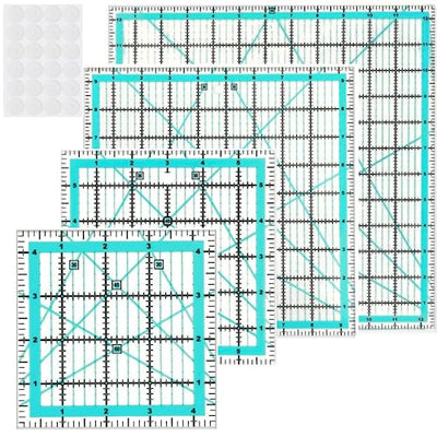 Quilting Rulers,4 Square Ruler Quilting Templates(4.5"X4.5", 6"X6", 9.5"X9.5", 12.5"X12.5"),Quilting Rulers Acrylic Rulers Fabric Cutting Ruler with