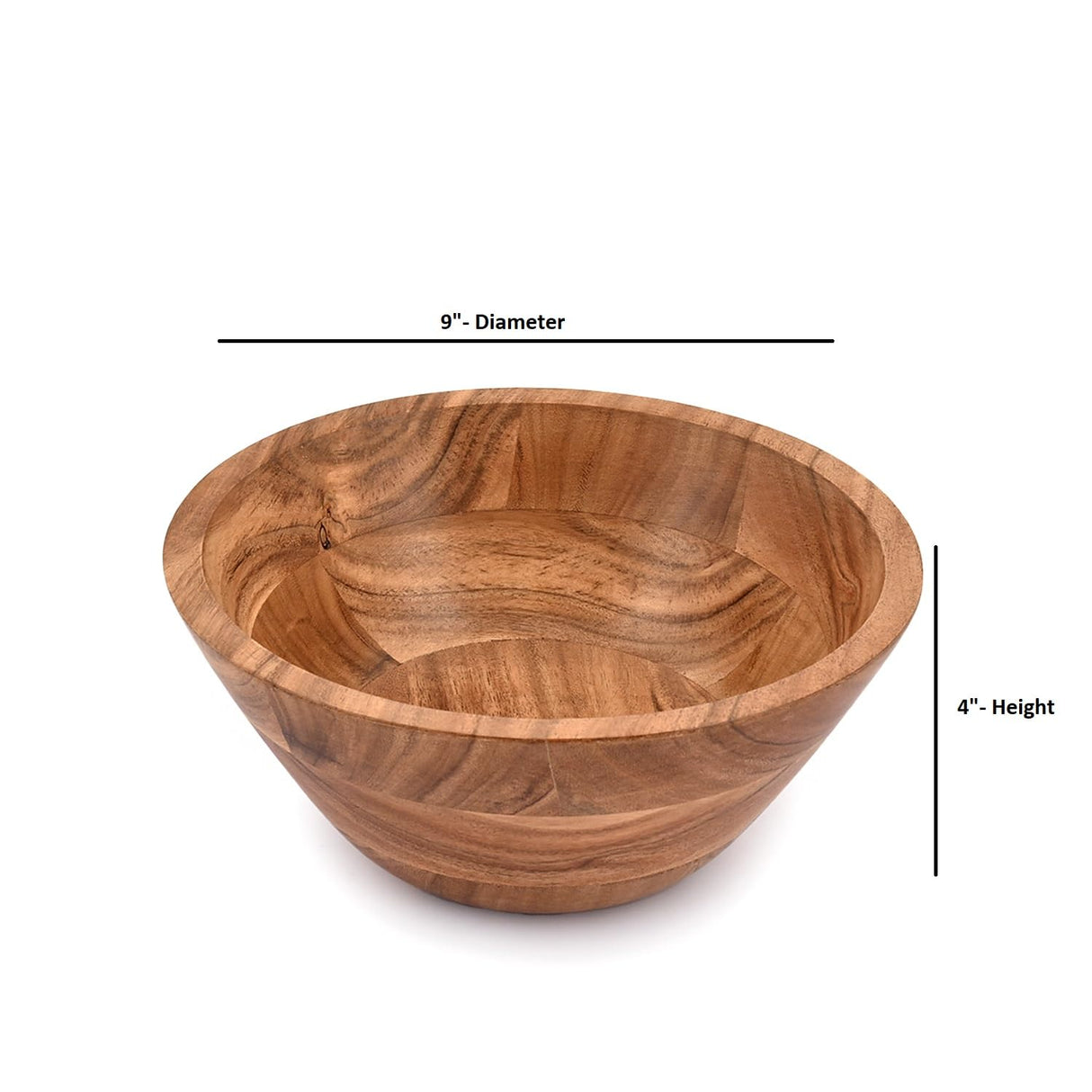 Samhita Acacia Wood Salad Bowl, Perfect for Salad, Vegetables Salad Bowl & Decorative Centerpiece Absolute Beautiful for Your Kitchen (9" x 9" x 4") Samhita