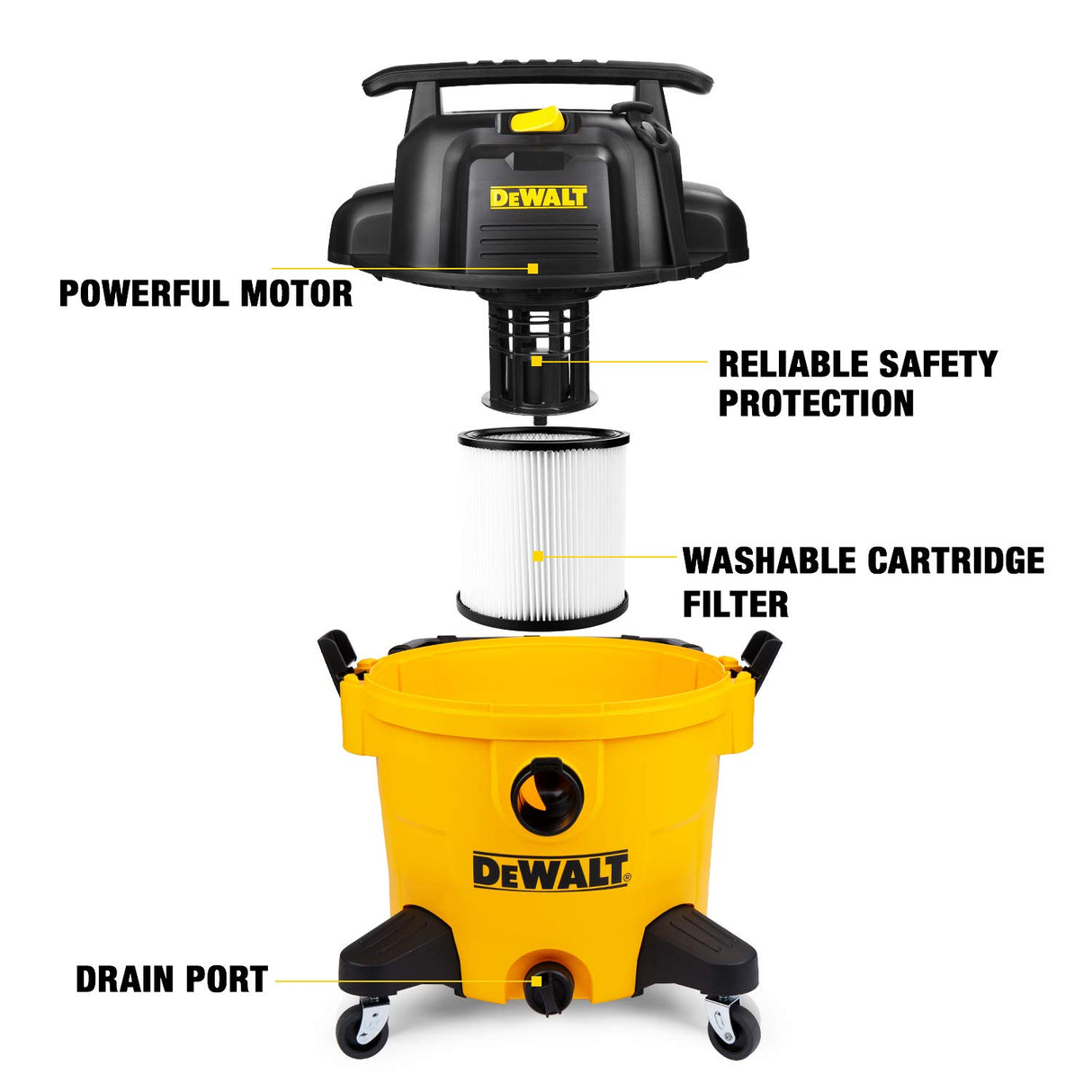 DeWALT DXV10P 10 gallon Poly Wet Dry Vacuum Yellow DEWALT