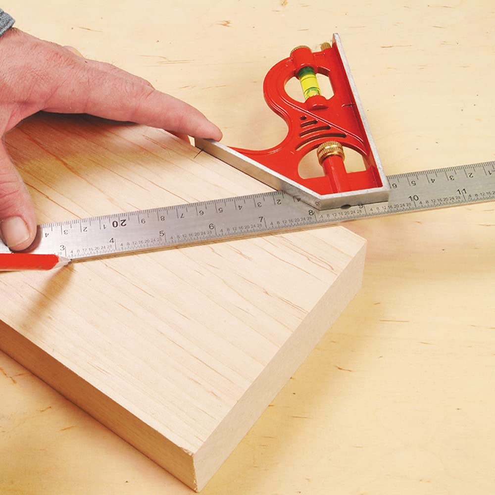 Kapro - 352 Combination Square - for Leveling and Measuring - Features Zinc Head, Stainless Steel Blade, Retractable Ledge, and Etched Ruler Markings KAPRO