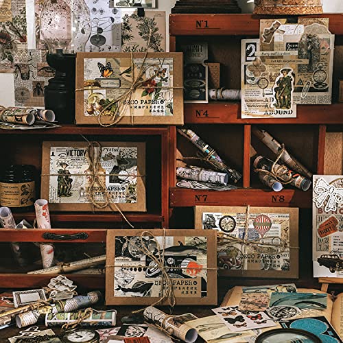 Knaid 200 Pieces Vintage Ephemera Pack Decoupage Paper Junk Journal Kit Scrapbook Planner Sticker Supplies for Art Journaling Bullet Journals Collage Knaid