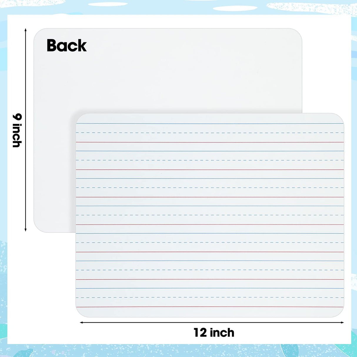 36 Pcs Double Sided Whiteboard Lined Dry Erase Board for Kids 9" x 12" Small Dry Erase Board with Lines Lined White Board Education Teacher Supplies Geyee