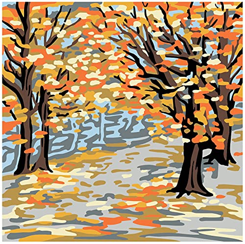 Plaid Fall Landscape Modern Kit, 14" x 14" Paint by Numbers for Adults and Kids, Easy-to-Follow DIY Crafts, Art Supplies with A Textured Finish, Plaid