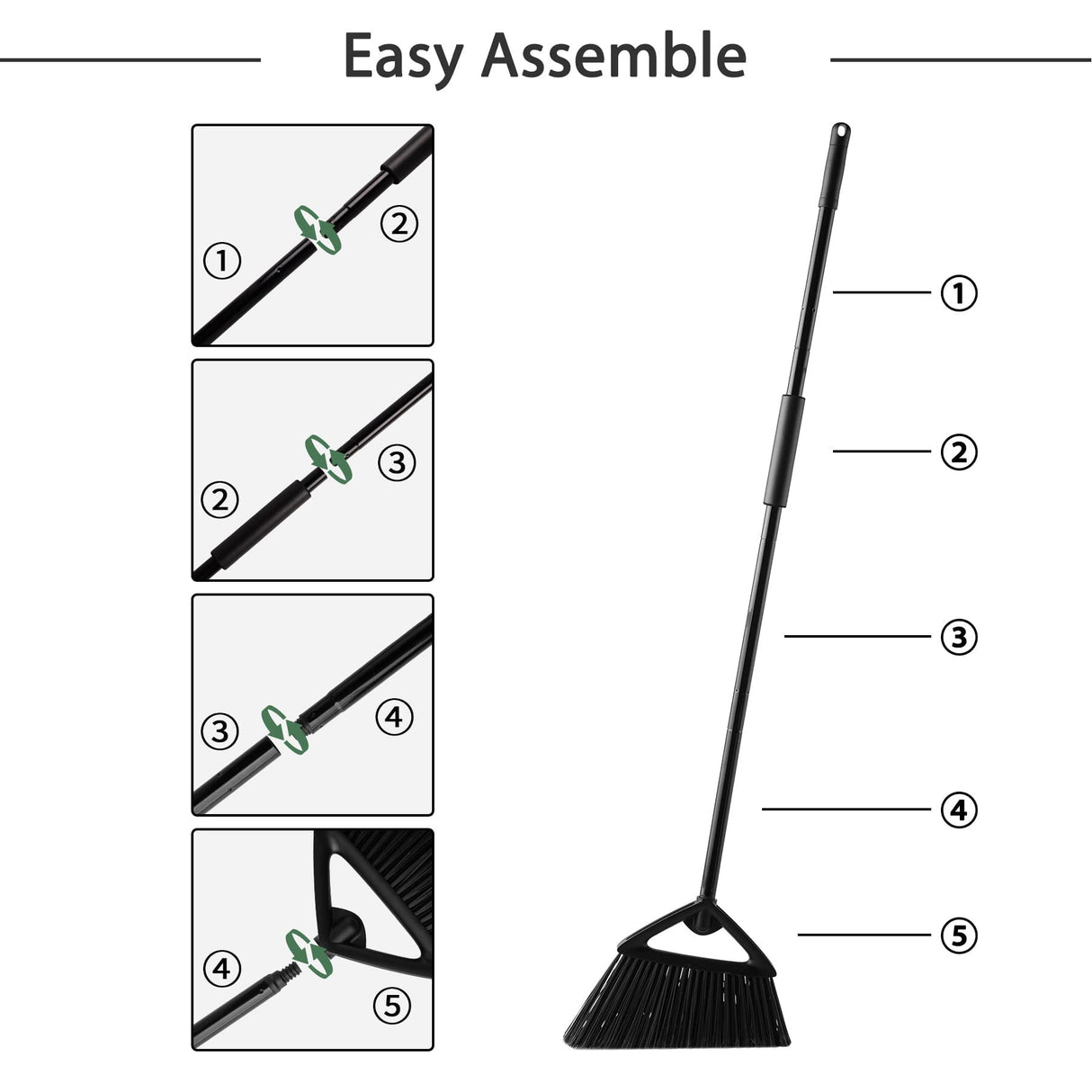Eyliden Commercial Angle Broom and Dustpan Combo, with Long Handle, Lobby Dust Pan Sweep Set for Outdoor Garages Courtyard Sidewalks Decks Indoor Eyliden