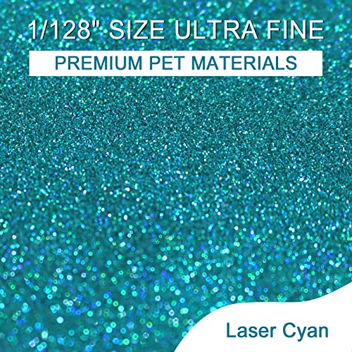 Ceya 3.5oz/ 100g Holographic Ultra Fine Glitter Powder Laser Cyan Glitter 1/128” 0.008” 0.2mm for Slime Epoxy Resin Craft Tumbler Jewelry Nail Art ceya