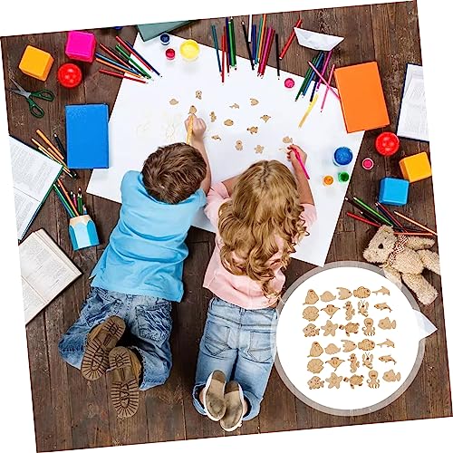 EXCEART 100pcs Marine Animal Wood Chips Mini Animals Natural Wood Slices Wood Earrings Fish Wood Sign Coastal Wood Cutout Unfinished Wood Slice Wood EXCEART