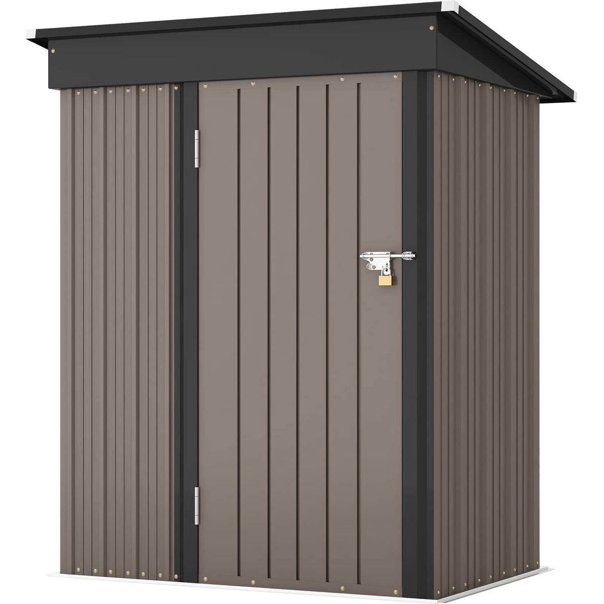 Patiowell 5x3 FT Outdoor Storage Shed, Tool Shed with Sloping Roof and Lockable Door, Metal Shed for Backyard Garden Patio Lawn, Brown Patiowell