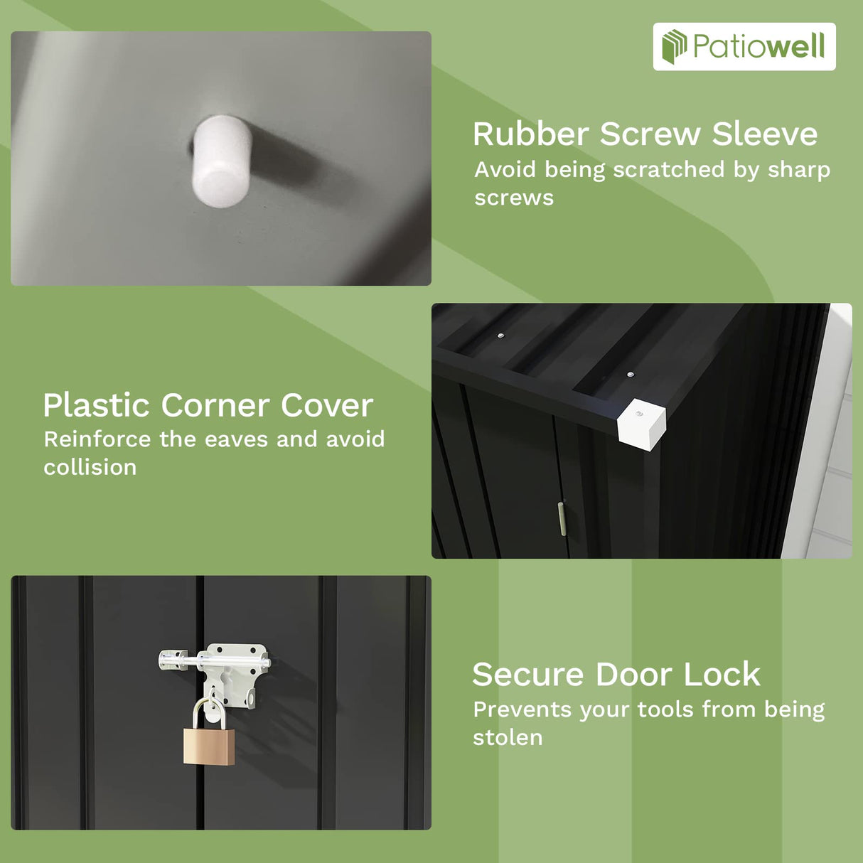 Patiowell 3 x 3 FT Outdoor Storage Shed,Small Garden Tool Storage Shed with Sloping Roof and Single Lockable Door, Outdoor Shed for Backyard Garden Patiowell