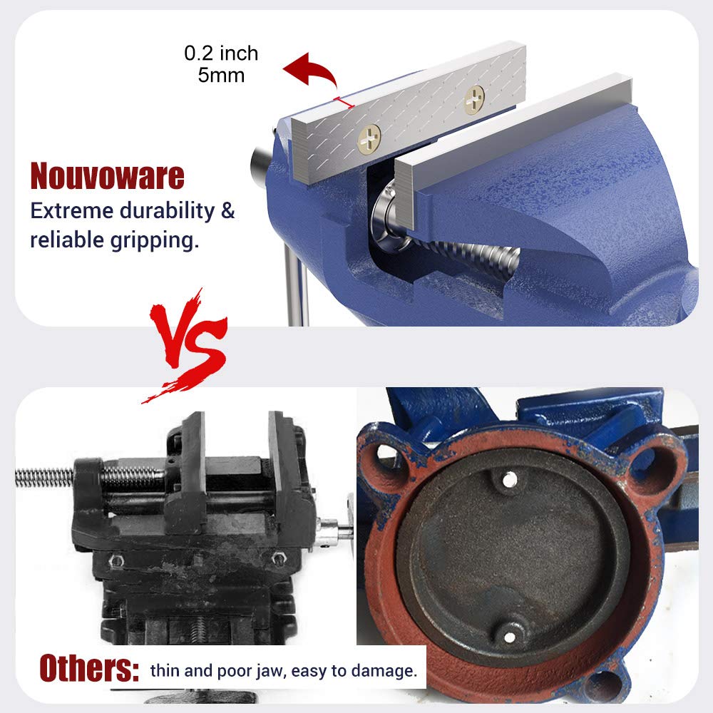 Nuovoware Table Vise 3 Inch, 360Β° Swivel Base Universal Home Vise Portable Bench Clamp, Clamp-on Vise Bench Clamps Fixed Tool for Woodworking, Nuovoware