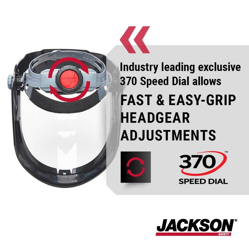 Jackson Safety Lightweight MAXVIEW Premium Face Shield with 370 Speed Dial Ratcheting Headgear – Uncoated Clear JACKSON SAFETY