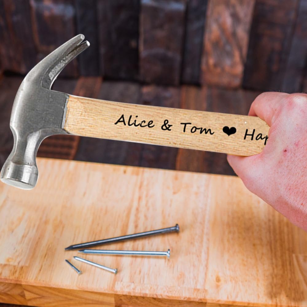 Personalized Tape Measure Hammer Set for Valentine, Customized I Love Building a Life with You Measuring Tape Wood Handle Hammer Set, Valentines Day Generic