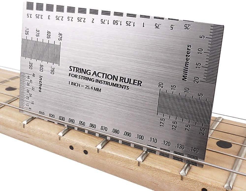 Jiayouy 4Pcs Luthier Tools Set Dual Scale Guitar Neck Notched Straight Edge String Action Gauge Ruler Fret Rocker Fret Leveling Beam for Guitar and Jiayouy