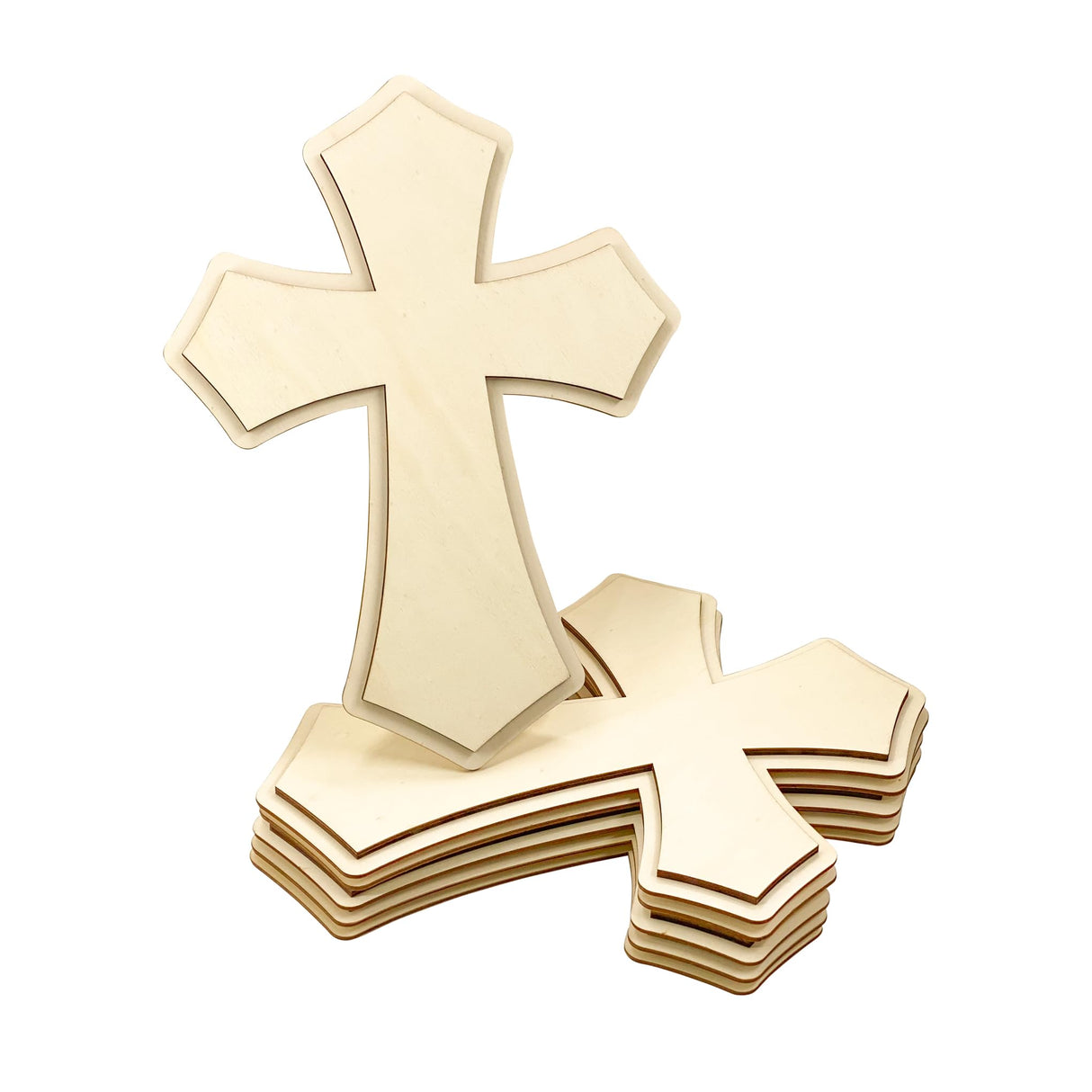 12 Inch 12 Pieces Wood Cross Antique Shaped Unfinished Wooden Cross Layered and Framed Cross for Hobby Crafts Cregugua